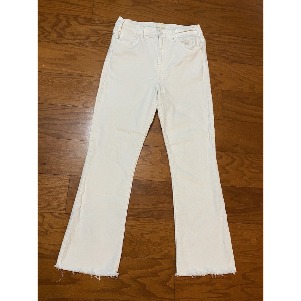 MOTHER Hustler Ankle Fray Jeans Womens 29 White Fairest Of Them All Made In USA